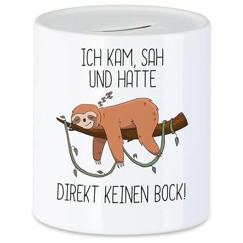 Hey!Print Ich kam SAH und Hatte direkt keinen Bock Spardose Lustig Spruch Ironie Faultier Geschenk Bürokollegen
