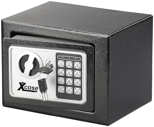 Xcase Mini Tresor: Stahlsafe mit digitalem Code-Schloss und 2 Tresor-Schlüsseln, 5 Liter (Mini Tresor mit Code, Tresor klein mit Code, Personensicherheit)