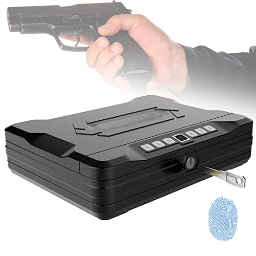 Mini Tresor,Waffenschrank,Tragbare Fingerabdruck-Gun Safe, 2 Schlüsseln, für Geld/Waffe/Pistole/Bargeld/Schmuckschloss, Verwendung zu Hause