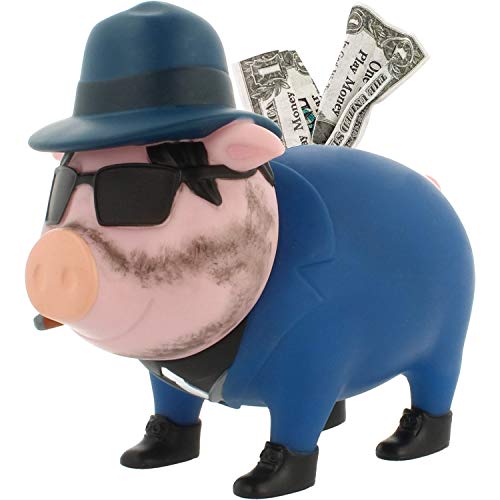LILALU Spardose BIGGYS Mafioso, Sparschwein Kopf drehbar Sparbox Sparbüchse Münzeinwurf Piggy Bank Tresor Kinder
