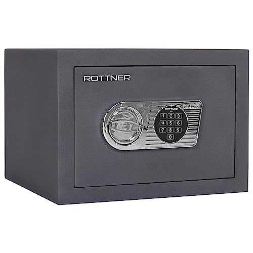 Rottner Toscana 40 EN1 Möbeltresor bohrgeschütztes Elektronikschloss leichter Feuerschutz HxBxT 300x420x390 mm 1 verstellbarer Fachboden Wertschutzschrank Befestigungsmaterial