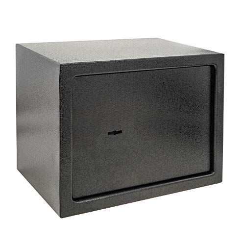 PrimeMatik - Wandtresor Stahl mit Schlüssel Mauertresor Möbeltresor Wandeinbautresor 35 x 25 x 25 cm schwarz