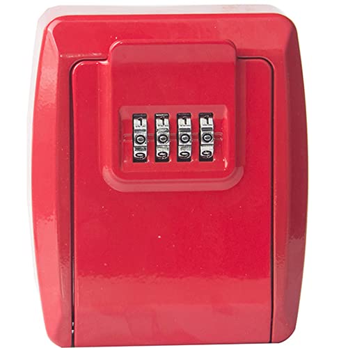 Schlüsseltresor for den Außenbereich, 4-stellige Kombination, an der Wand befestigte Schlüsselbox aus Zinklegierung, tragbare wetterfeste Aufbewahrungsbox for die Garage zu Hause, Schule, rot ( Color