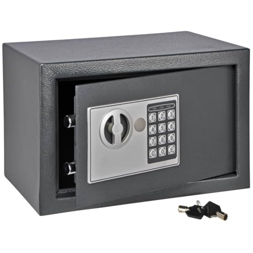 Haushalt International Safe mit Elektronik Zahlenschloß und Schlüssel Tresor schwarz 31 x 20 x 20 cm