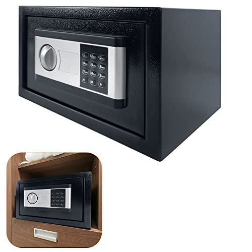 YARDIN Tresor Safe Doppelstahlbolzen Möbeltresor, elektronischem Zahlenschloss, Tresor für zuhause mit 2 Notfall Tasten（38×30×30CM 34L Schwarz）