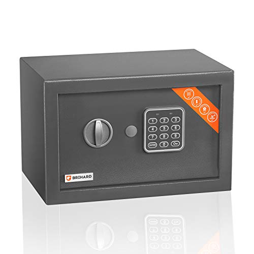 Brihard Home Electronischer Safe Kompakt - 20x31x20cm Kompakte Sicherheitsbox mit LED-Bildschirm mit digitalem Zahlenschloss - Tastatursperre Code Safe