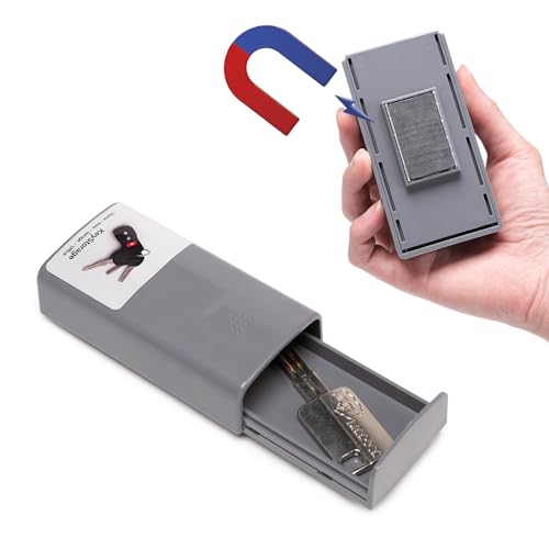 Schlüssel-Magnetbox, Schlüsselversteck, passend für Schlüssel für Autos, Wohnmobile, Boote, Häuser, Airbnb-Vermietungen und Notfälle (grau)