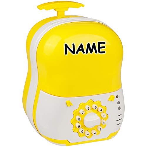 alles-meine.de GmbH XXL elektronische Spardose - mit Zahlenkombination/Passwort + Sound + Licht - incl. Name - digitaler Tresor als Trolley Sparschwein für Kinder Familienkass..