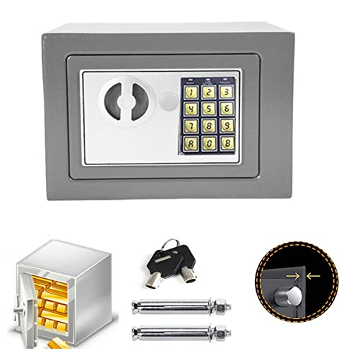 Elektronik Safe Tresor Möbeltresor mit Zahlenschloss und 2 Notschlüssel Wasserdichte Sicherheitsbox Hotelsafes Wandtresor Grau 31 x 20 x 20 cm
