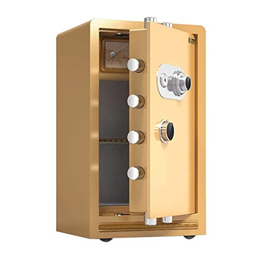 Safe Box Sicherheitstresor Digitaler Schrank Tresor Zuhause Mechanisch Feuerfest Anti-Diebstahl Stahl (Gold)