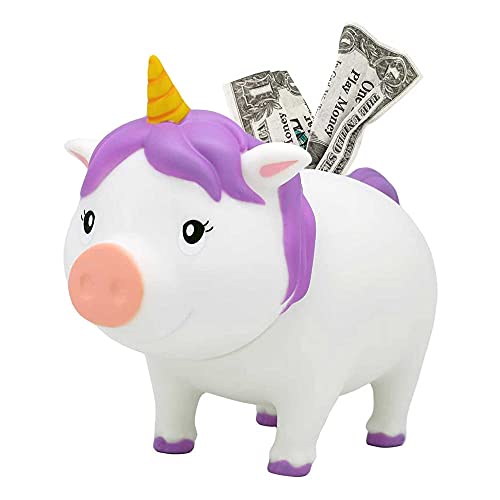 LILALU Sparschwein Einhorn Weiss BIGGYS - Spardose groß - Kopf drehbar - Sparschwein groß - Sparbox Sparbüchse Münzeinwurf - Spardose lustig Piggy Bank Unicorn - Lustige Spardose Tresor