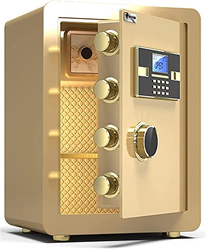 Safe Box, Home Safe, Code-Schloss, feuerfeste und diebstahlsichere Aufbewahrungsbox, Heimbüro, Sicherheits-Aktenkabine (Gold, 36 x 32 x 40 cm)