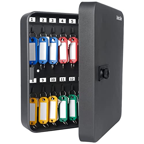 Uniclife Schlüsselschrank aus Stahl mit 28 Schlüsseln und Kombinationsschloss, an der Wand befestigter Schlüssel-Organizer mit rücksetzbarem Code, digitaler Box und Schlüsselanhänger, 5 Farben