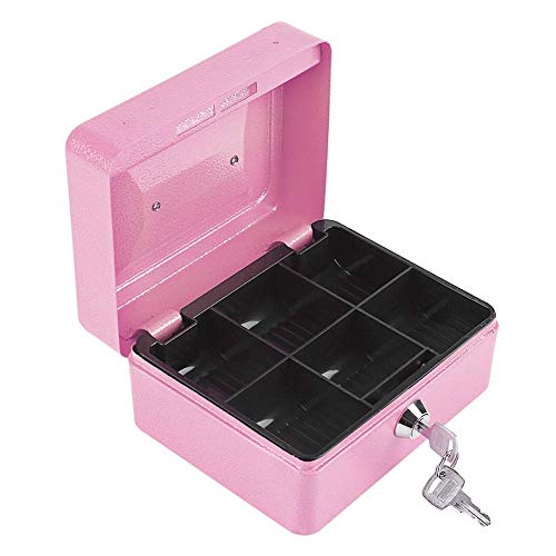 MOUMOUTEN Mini Safe Tresor, Tresor für Zuhause, Tragbares Abschließbares Bargeld Stahl mit Münztresor Sicherheitsbox mit 2 Schlüsseln,Tresor Feuerfest Wasserdicht (Rosa)