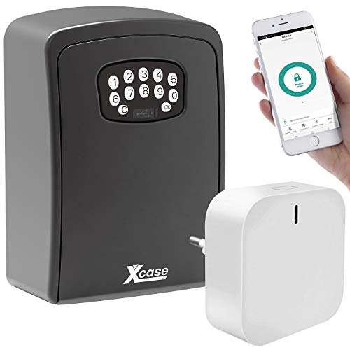 Xcase Schlüsseltresor WLAN: Mini-Schlüssel-Safe mit App und WLAN-Gateway mit Bluetooth-Mesh, IP54 (Schlüsseltresor ferngesteuert, Schlüsseltresor mit App, Schlüsselsafe gesteuert)