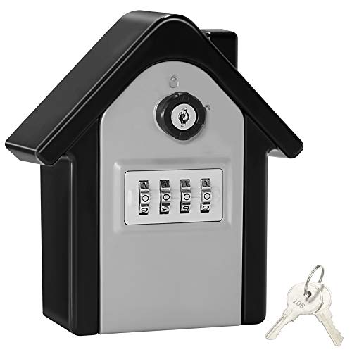 Schlüsseltresor, WACCET Schlüsselsafe mit Zahlencode außen Groß Kapazität Safe für Schlüssel, Schlüsselbox Wandmontage für Aussen Innen Garage Home Office Schlüssel (Silber)