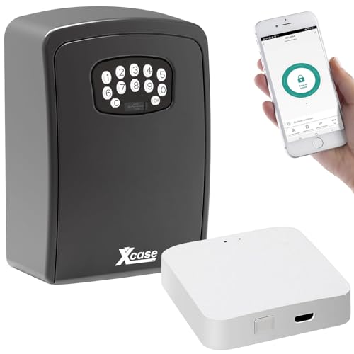 Xcase Schlüsseltresor WLAN: Mini-Schlüssel-Safe mit App und WLAN-Gateway mit Bluetooth-Mesh, IP54 (Schlüsseltresor ferngesteuert, WLAN Schlüsselsafe, Senioren Handy)