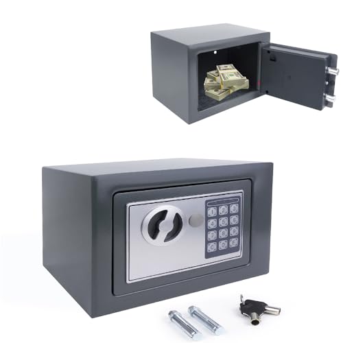 Tresor Klein, Digital Elektronischer Safe mit 2×Notschlüssel, Doppelbolzenverriegelung, Wandtresor,geeignet zur Aufbewahrung von Wertgegenständen, 23 x 17 x 17 cm