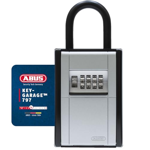 ABUS KeyGarage 797 - Schlüsselbox mit Bügel zur Befestigung - für Schlüssel oder kleine Wertgegenstände - Schwarz-Silber