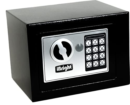iBright Elektronischer Tresor mit Zahlenschloss - Incl 2 Notschlüssel und Befestigungsmaterial - Safe - Schwarz - 230x170x170