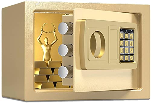 Safe Box, digitale Tastatur, programmierbare Tastatur, Spardose für Zuhause, Büro, Hotel, Geschäft, Schmuck, Waffe, Bargeld, Aufbewahrung, Rosa für Zuhause, Büro, Waffe, Bargeld (Schwarz (Gold)