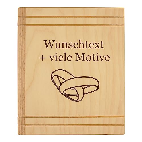 Spardose Hochzeit mit Gravur individuell mit Name, Spruch, Motiv - Sparbuch aus Holz personalisiert, Hochzeitsgeschenk, Hochzeitsspardose, Geldgeschenk für Brautpaare