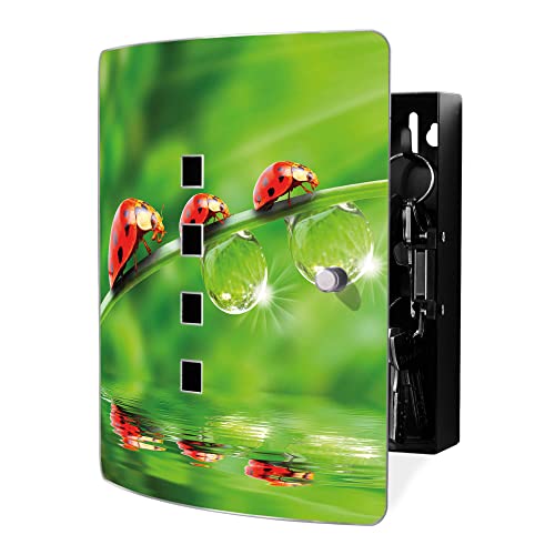 banjado Design Schlüsselkasten aus Edelstahl für 10 Schlüssel/Schlüsselbox zur Schlüsselaufbewahrung 24 x 21,5 x 7cm groß mit praktischem Magnetverschluss/Motiv Für Jeden Einen
