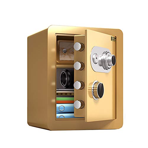 45 cm manueller Maschinen-Safe,diebstahlsicherer Ganzstahl-Nachttisch-Garderobe,unsichtbarer Safe,Büro-Aktenschmuck,Passwort-Safe,Tresorschrank (Farbe: Braun) (Gold)