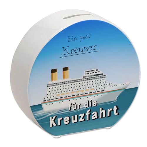 Spardose mit Kreuzfahrtschiff und Spruch - EIN Paar Kreuzer für die Kreuzfahrt zum sparen auf eine Schiffsreise auf einem Passagierschiff über die offenen Meere zu bekannten