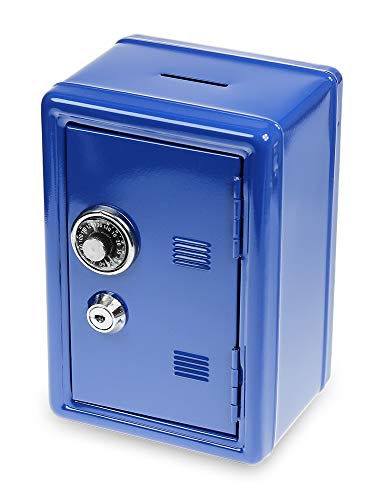 Monsterzeug Spardose Mini Tresor - blau, Sparbüchse mit Zahlenkombination, Mini Safe mit Schlüssel