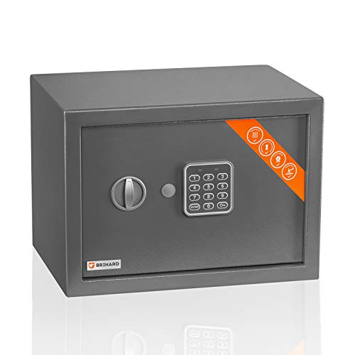 Brihard Familien Safe Elektronischer - 25x35x25cm Codesafe - Haussicherheitsbox mit Digitalem Zahlenschloss, LED-Bildschirm und Herausnehmbarer Ablage