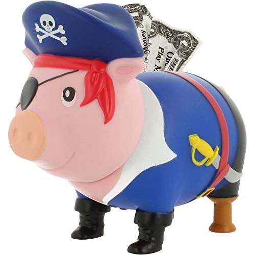 LILALU Spardose BIGGYS Pirat, Sparschwein Kopf drehbar Sparbox Sparbüchse Münzeinwurf Piggy Bank Tresor Kinder