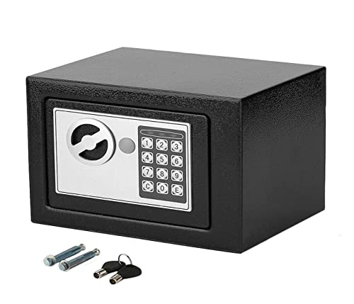 Sicherheitsbox Schranktresore Wasserdichte Digitale Tastatur aus massivem Stahl CashBox Elektronische Passwortsicherheit Safe Money Cashbox Office Home Safe Passwort-Schlüsseltresor (4.6L,Schwarz)