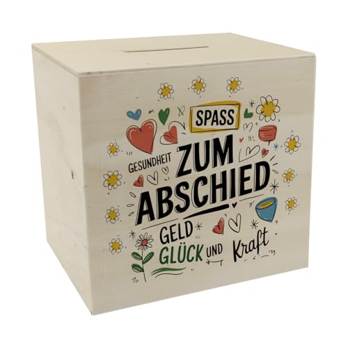 Wünsche Zum Abschied Spardose aus Holz für Kollegen und Freunde Lustige Sparschwein Geschenkidee mit Spruch