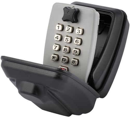 Schlüsselbox zur Wandmontage - für Schlüssel oder kleine Wertgegenstände - Schlüsseltresor mit 3-stelligem Zahlencode für außen und innen Hellgrau Key Safe
