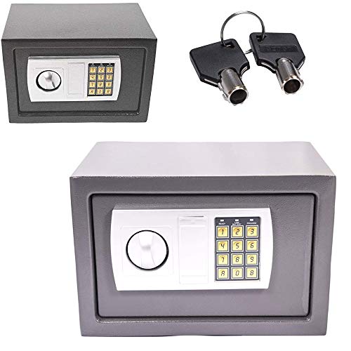 Elektronischer Tresor Safe, Elektronische Sicher mit Zahlenschloss Feuerfest Möbeltresor Hotelsafes Wandtresor Schranktresor Geldsafe Doppelbolzenverriegelung (Grau, 31x20x20cm)