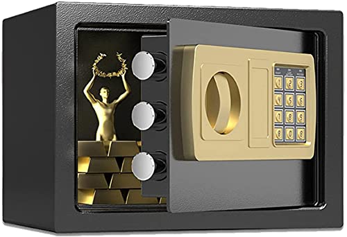 Safe Box, digitale Tastatur, programmierbare Tastatur, Spardose für Zuhause, Büro, Hotel, Geschäft, Schmuck, Waffe, Bargeld, Aufbewahrung, Rosa für Zuhause, Büro, Waffe, Bargeld (Schwarz (Gold)