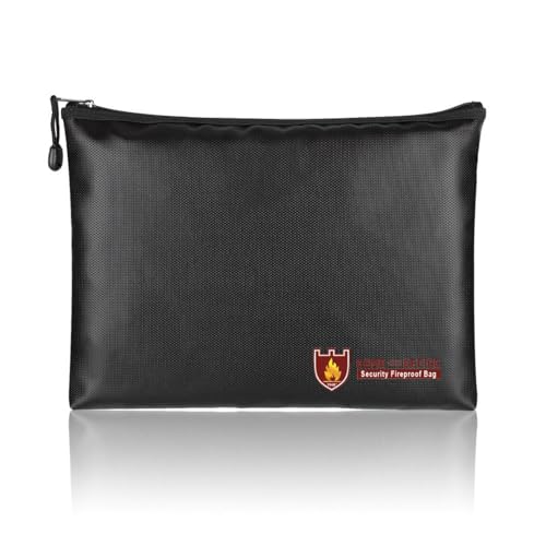 Feuerfeste Geldtasche, wasserdichte Tasche mit Reißverschluss, wasserdichte Aufbewahrungstasche, feuerfeste Geldtasche, 34 x 26 cm für Bargeld,