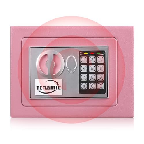 Tenamic Safe Box 0,23 Kubikfuß Elektronische digitale Sicherheitsbox, Tastaturschloss Box Schranktresor, solide Stahllegierung, Büro, Hotel, Zuhause, HB17 Rosa