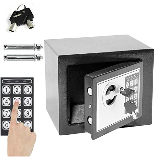 Tresor Klein 4.6L Digital Elektronischer Safe mit PIN und Schlüssel für Schmuck Cash Home Digital Safe, Doppelbolzenverriegelung, Wandtresor, Grauer