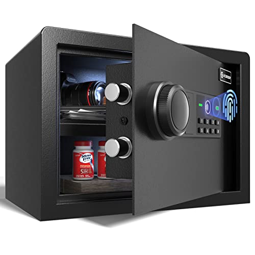 XDeer Biometrische Safe Box, 0,78 Kubik, Schnellzugriff, Sicherheitsbox mit verbessertem Fingerabdruck, Stahl-Handfeuerwaffen-Safe für Kinder/Zuhause/Büro