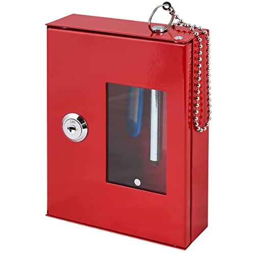 Schlüsselkasten Notschlüsselkasten mit Glasbruchhammer Stahlblech 16x12x4 cm Verkehrsrot Schlüsselschloss patentiert, 2 Schlüssel, Wandmontage, Rot, F24