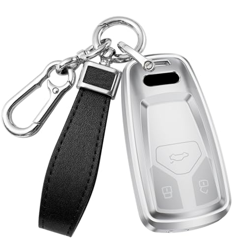 HIBEYO keyless Autoschlüssel Hülle passt für Audi Schutzhülle schlüsselhülle für Audi A6 A5 Q7 S4 S5 A4 B9 Q7 A4L A6L TT TTS TTRS TFSI Schlüsselhalte Schlüsselbox Schlüsselanhänger-A Weiß