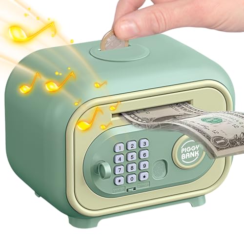 Elektronisch Spardose Kinder 3-12 Jahre, Tresor Sparschwein mit Passwort und Fingerabdruck, Automatische Sparbox Geburtstag Kindertag Geschenke für Mädchen Jungen