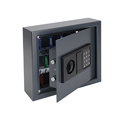HMF 2030-11 Schlüsseltresor mit Elektronikschloss | 30 Haken | 30 x 28 x 10 cm | Anthrazit
