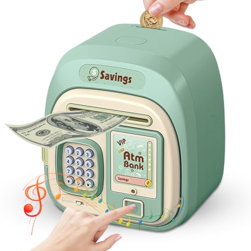 Tresor Kinder Spardose Mädchen 3-12 Jahre, Kinder Tresor Spardose mit Fingerabdruck - Elektronischer Tresor Sparbox Sparschwein, Geschenke für Mädchen Jungen (Blaue Farbe)