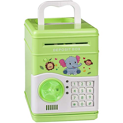 alles-meine.de GmbH elektrische Spardose - Zahlenkombination/Passwort + Sound + Licht - digitaler Tresor Sparschwein für Kinder Sparschwein Sparbüchse Trinkgeldkasse Trinkgeld..