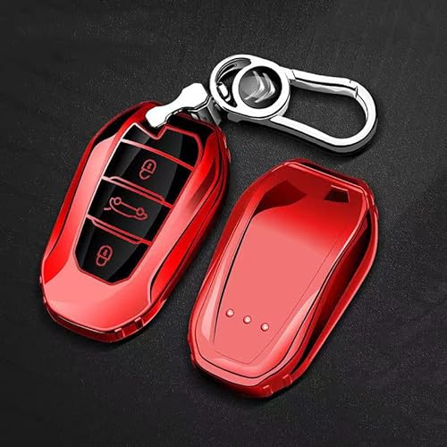 LEVABE Autoschlüssel Hülle für Citroen C1 2014-2023, TPU Schlüsselabdeckung Schlüsselbox Cover Schutz Schlüssel Gehäuse Zubehör,3-A